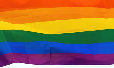 LGBT rainbow flag. Concept of the Pride month, freedom, love. Top view