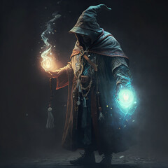 Charakter Design eines Zauberers, KI generiertes Bild