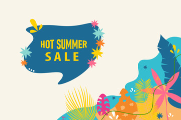 jungle exotic leaves, colorful design, summer background and sale banner