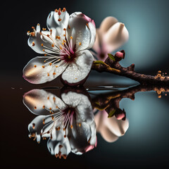 Kirschbl&uuml;te auf einem Spiegel, KI generiertes Bild