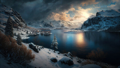 Winterlandschaft, KI generiertes Bild