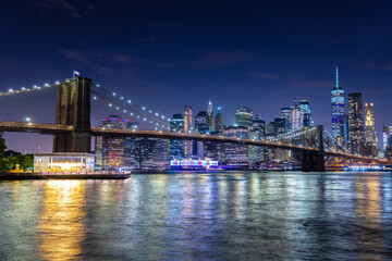 Brooklyn Bridge and Manhattan at night