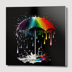 Regenbogenregenschirm, KI generiertes Bild