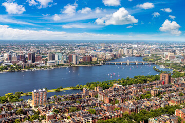 Panoramic aerial view of Boston, USA