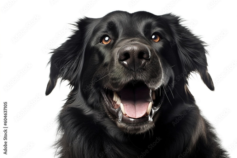 Poster smiling dog isolated on white background. generated by ai.