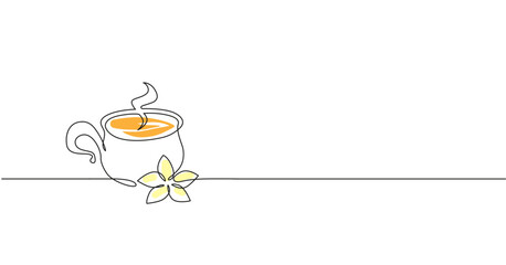 Cup of tea with jasmine flower vector illustration.