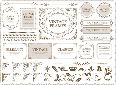 Vintage frames. floral ornament. decorative vector borders and corners.