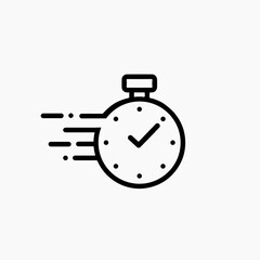 Time and clock icon, speed, alarm, restore, management, watch thin line symbols for web and mobile phone on white background