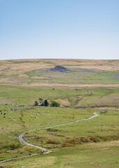 Landscape of Dartmoor National Park in Devon, UK. 