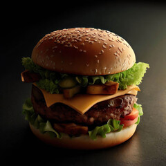 Deliciously Realistic Food Illustration of a Burger That Will Leave You Hungry, Generative AI
