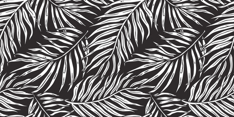 Tropical exotic leaves or plant seamless pattern for summer background and beach wallpaper. © Casoalfonso