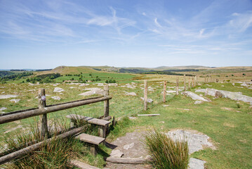 Landscape of Dartmoor National Park in Devon, UK. 