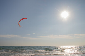 kite surfing on the sea