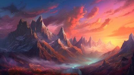 The mountain glows at sunset. (Generative AI)