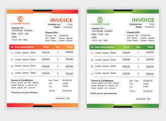 Obraz premium Business Minimal Corporate Invoice design template vector illustration bill form price . Creative template and stationery design payment agreement design template Cash Memo, Vector Quotation Design