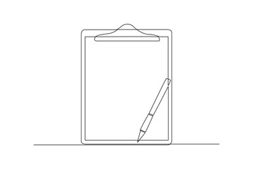 Continuous one-line drawing document on the board with a pencil. Document thin concept. Single line drawing design graphic vector illustration