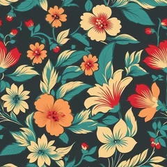 Zelfklevend Fotobehang floral wallpaper texture: a timeless retro charm for interiors © Jaaza