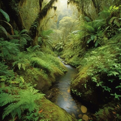 stream in the forest created via Generativ AI