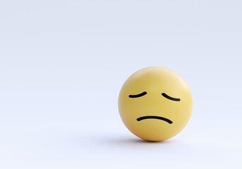 Ball with face icon showing bad feelings on white background. concept of evaluation, feedback, customer satisfaction rating, and service, comments. 3D rendering