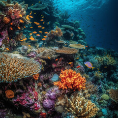 Naklejka na ściany i meble coral reef in sea created via Generativ AI