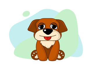 Fototapeta premium Cute brown dog. Little cool puppy. Flat vector illustration.