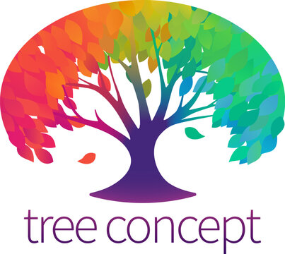 A rainbow tree abstract stylised mutli color concept design icon