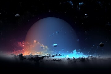 Obraz na płótnie Canvas Fantasy space background with planets and stars. 3D illustration, generative Ai