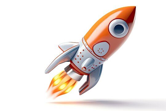 3D rocket in space Business startup and business growth concept, isolated on white background   Generative AI 