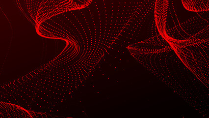 Digital technology background. Dynamic wave of glowing points. Colored music wave. Futuristic background for presentation design. 3d rendering.