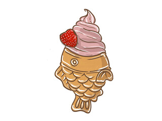 ice cream cone with strawberry