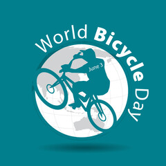 Fototapeta na wymiar World Bicycle Day abstract sticker logo. Can be use for poster, banner, background, and wallpaper.