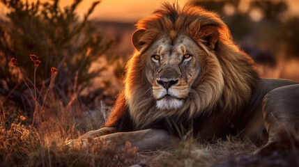 Fototapeta premium Lion, tête en gros plan