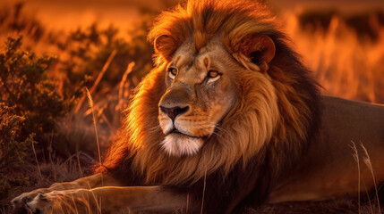 Naklejka premium Lion, tête en gros plan