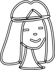 Female face line drawing for decoration.