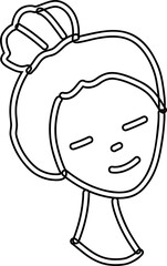 Female face line drawing for decoration.