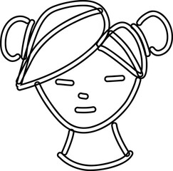 Female face line drawing for decoration.