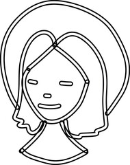 Female face line drawing for decoration.