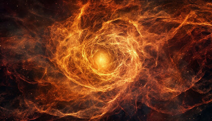 A fiery explosion of creativity in a futuristic galaxy backdrop generated by AI