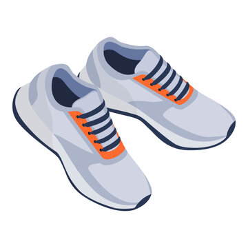 gray sneakers with orange laces clip art preview