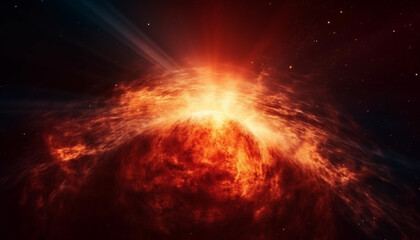 Shiny star shapes illuminate deep outer space in abstract design generated by AI