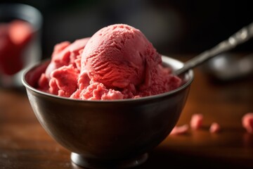 Generative AI scoop strawberry ice cream Editorial Food Photography