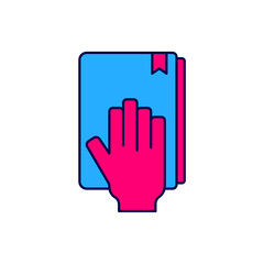 Filled outline Oath on the Holy Bible icon isolated on white background. The procedure in court. Truth and truth. Promise before god. Vector