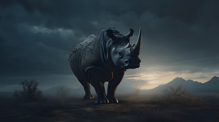 Fototapeta premium Animal Power - Creative and wonderfully colored at the evening in the steppe of africa that is as true to the original as possible and photo-like