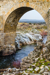 Fototapeta na wymiar Medieval bridge, Puente Congosto, Spain