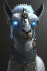 Futuristic Cyber Lama Alpaka. Generative AI