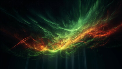 Electricity ignites the vibrant colors of a galactic explosion generated by AI