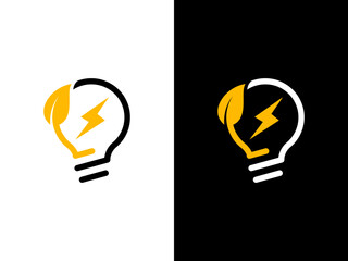 light bulb leaf illustration icon logo