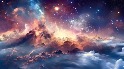 Obraz premium fascinating galaxy with gorgeaus endless cosmos landscapes with creations of nebulae and planets