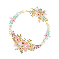 pink and purple floral geometric frame with watercolors