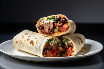 Generative AI Burrito mexico in plate mexican Food Photography